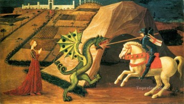 パオロ・ウッチェロ Painting - 聖ジョージとドラゴン 1458年 ルネサンス初期 パオロ・ウッチェロ